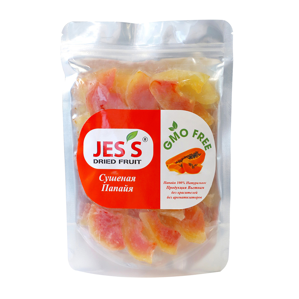 Папайя сушеная Jes's Dried Fruit (GMO Free, без красителей, без ароматизаторов) 500 г jess