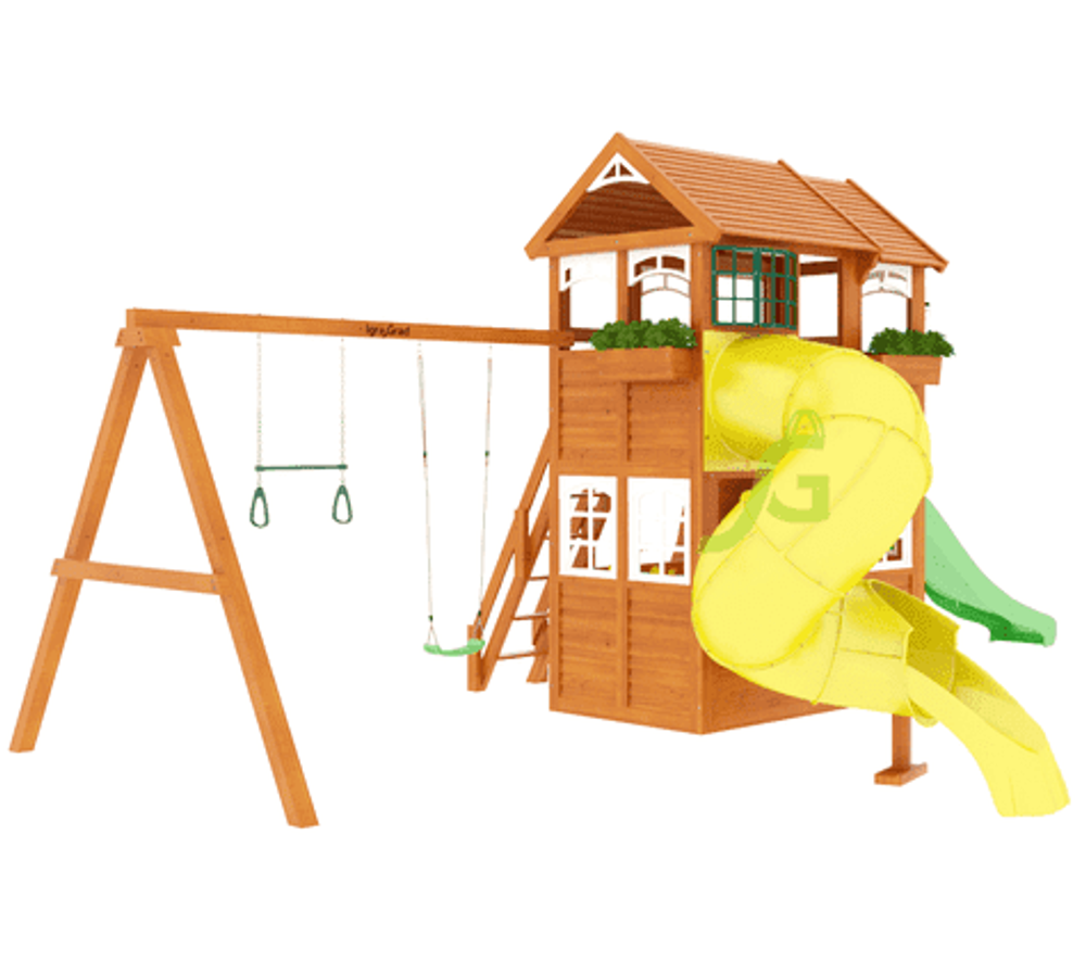 Детская площадка Клубный домик 2 с горкой трубой Luxe