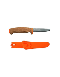 Нож Morakniv Floating Serrated Knife, нержавеющая сталь, пробковая ручка, оранжевый. 13131