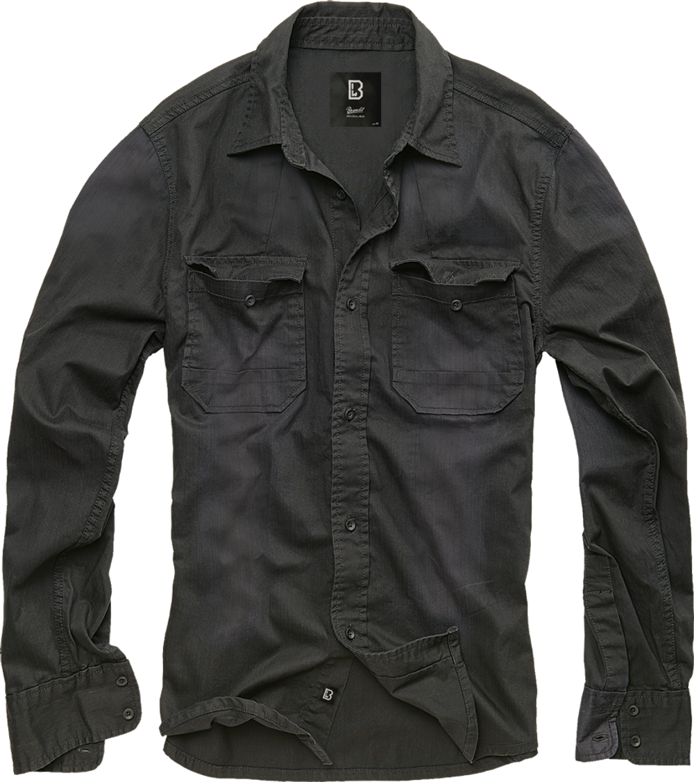 Brandit RILEY DENIM SHIRT LONG SLEEVE black