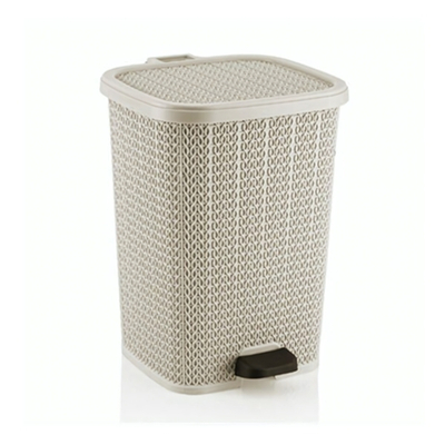 Мусорное ведро с педалью 12 лт ВЯЗАННЫЙ УЗОР крем