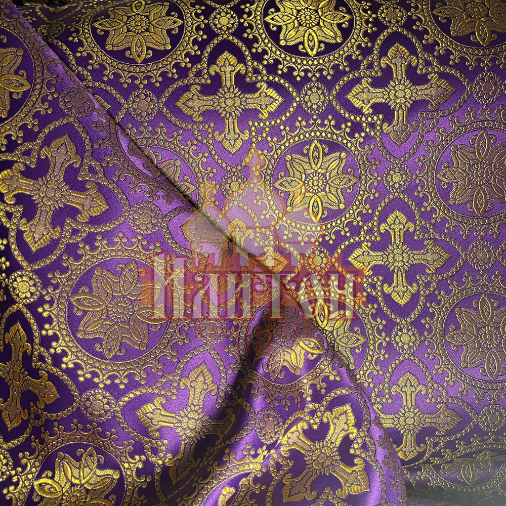 Парча "Ярополк" фиолетовая с золотом