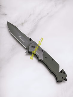 Тактический складной нож Browning со стеклоотбоем и стропорезом Зеленый
