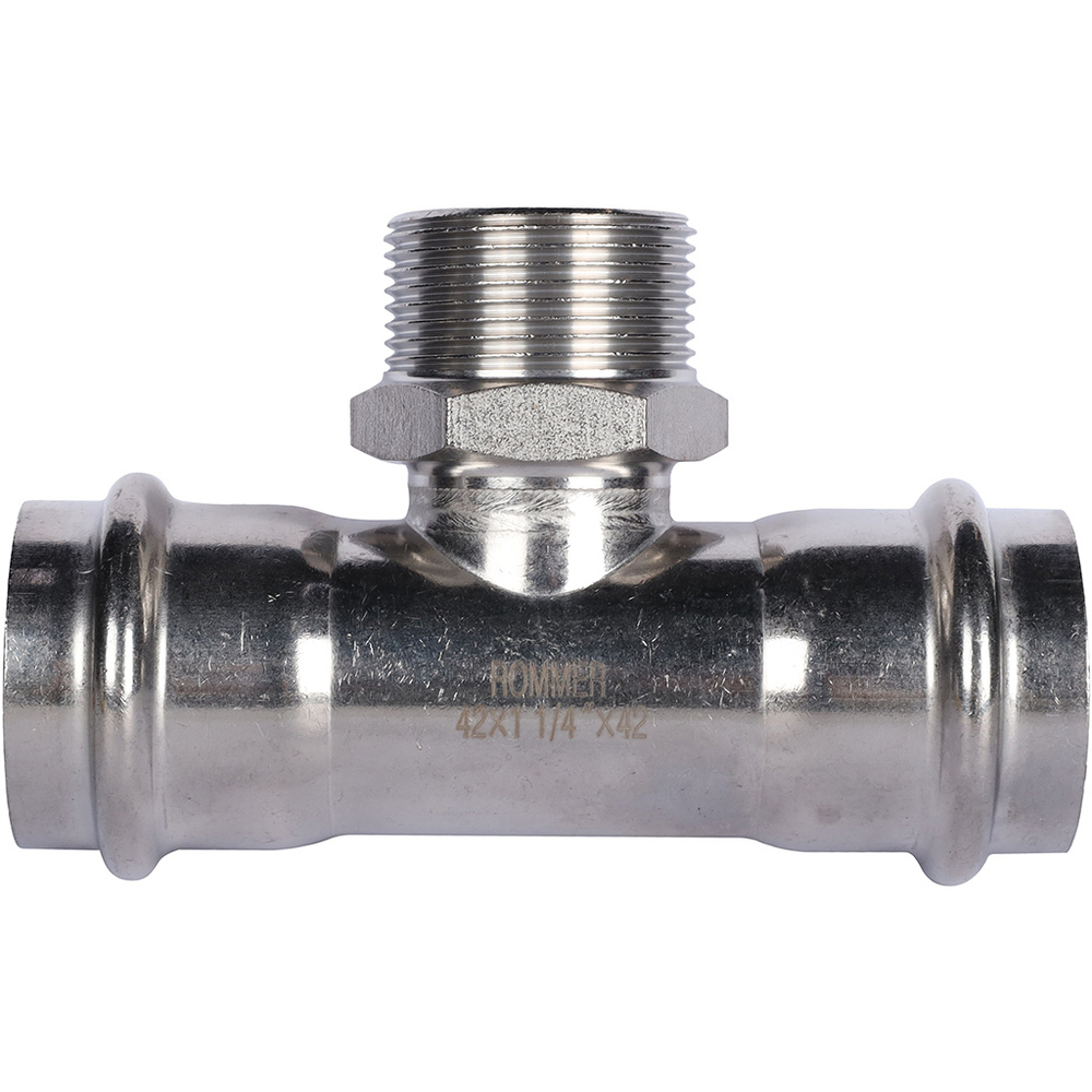 ROMMER Тройник с НР 42x1 1/4" из нержавеющей стали прессовой