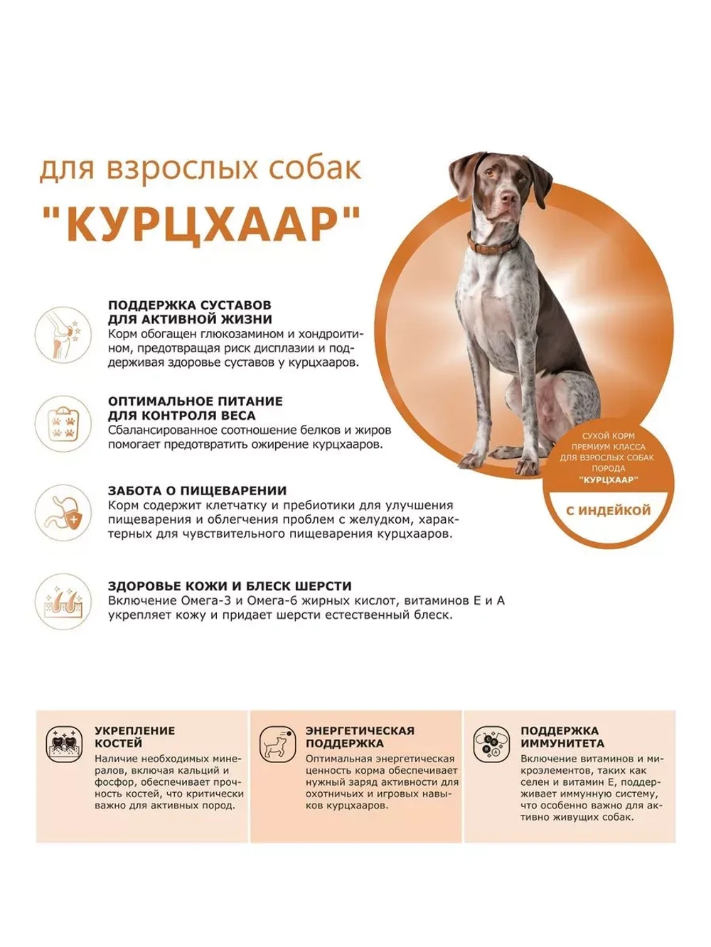 Сухой корм для собак породы Курцхаар, с индейкой, 2,5 кг