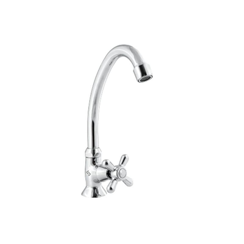 Кран набортный водоразборный СЛАВЕН СЛ-ОД-О13 серия Прораб, цанга/гайка, металлизированный маховик Крест, гибкая подводка 40мм