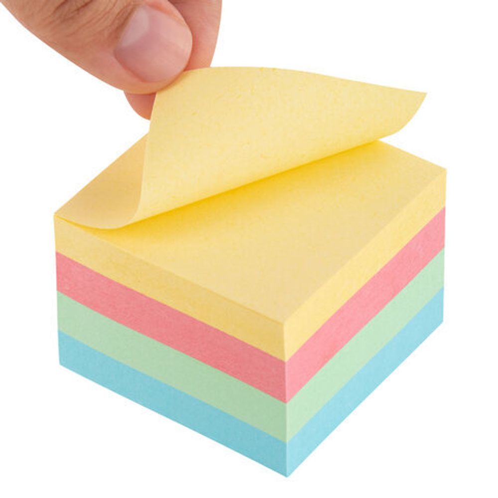 Блок самоклеящийся (стикеры) STAFF STANDARD, ПАСТЕЛЬНЫЙ 51х51 мм, 4 цвета, 400 листов, 116585