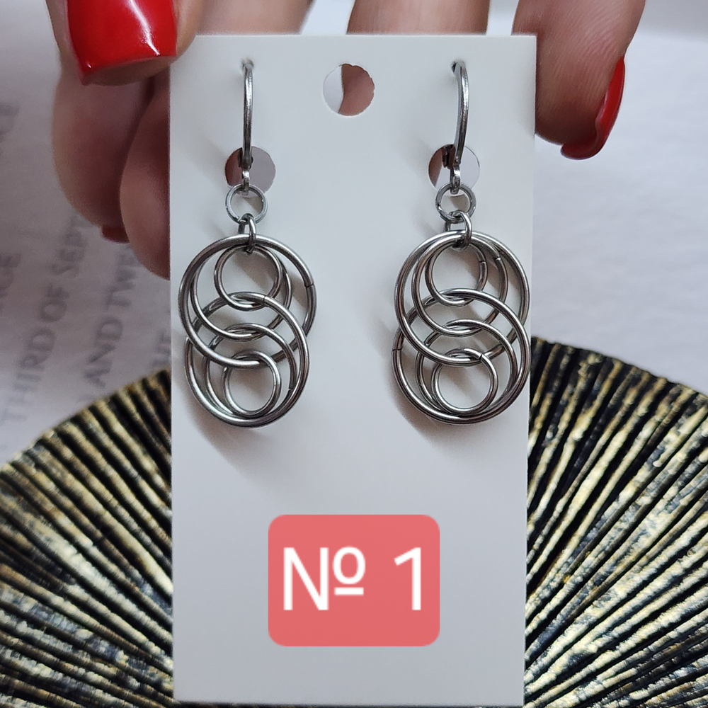 Набор материалов для серьги "Спираль", кольчужное плетение МК