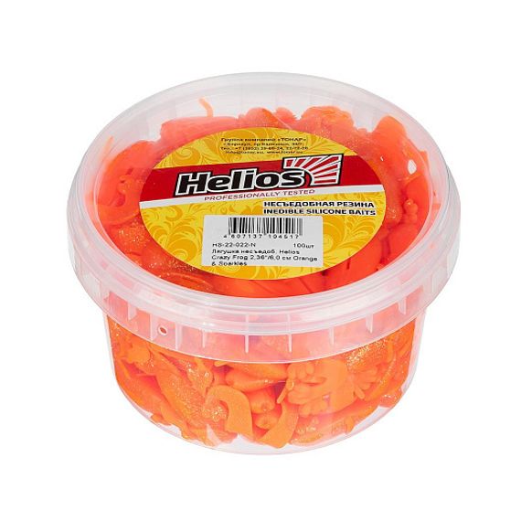 Лягушка несъедоб. Helios Crazy Frog 2,36"/6,0 см Orange & Sparkles 100шт. (HS-22-022-N)