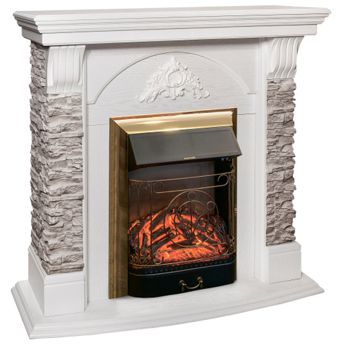 Каминокомплект Real Flame Athena GR WT с очагом Majestic Lux Brass