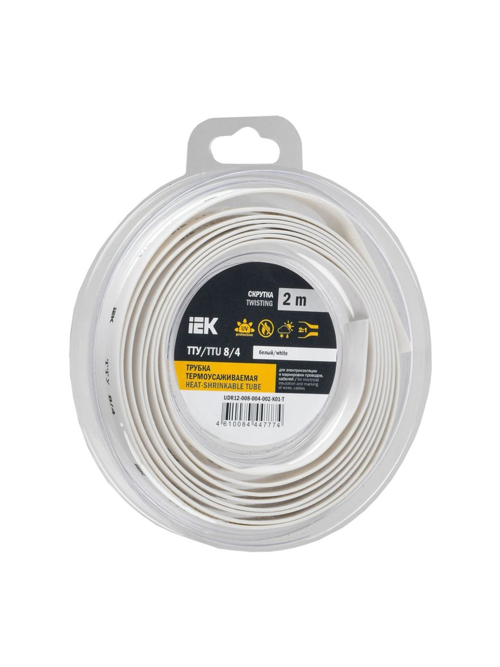 Трубка термоусадочная ТТУ нг-LS 8/4 бел. (уп.2м) IEK UDR12-008-004-002-K01-T