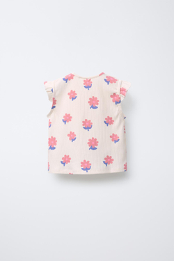 ZARA ТОП В РУБЧИК С ПРИНТОМ И УЗЛОМ, ЭКРЮ