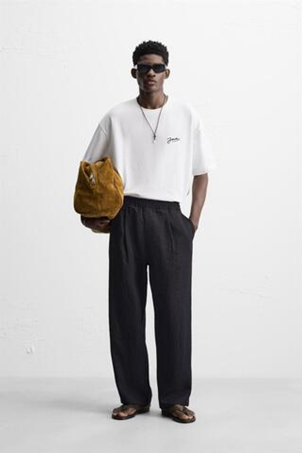 ZARA ФУТБОЛКА С ВЫШИВКОЙ ПРИНТОМ, БЕЛЫЙ