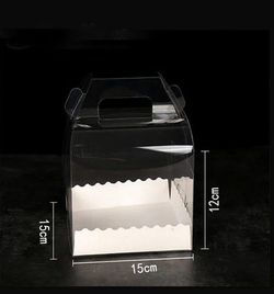 Коробка кондитерская прозрачная с ручкой 15х15х12 см (10 шт)