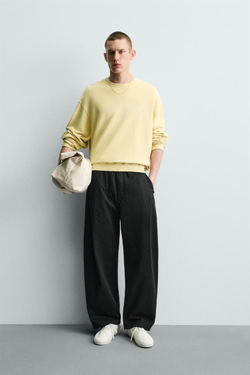 ZARA БРЮКИ BALLOON FIT С ЗАЩИПАМИ, ПОЛОСКИ