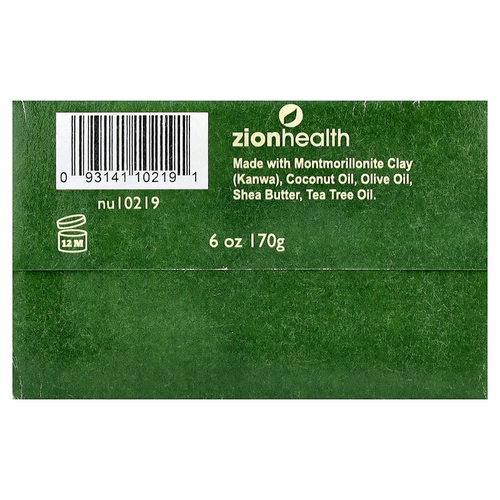 Zion Health, Кусковое мыло из древней глины с маслом чайного дерева, без отдушек, 170 г (6 унций)