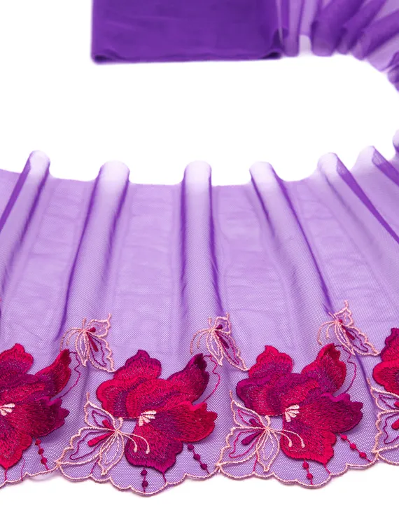 05-145 ОПТ Вышивка на неэл. сетке 21 см, фуксия (правая)