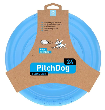 Игрушка для собак PitchDog летающий диск d 24 см, голубой