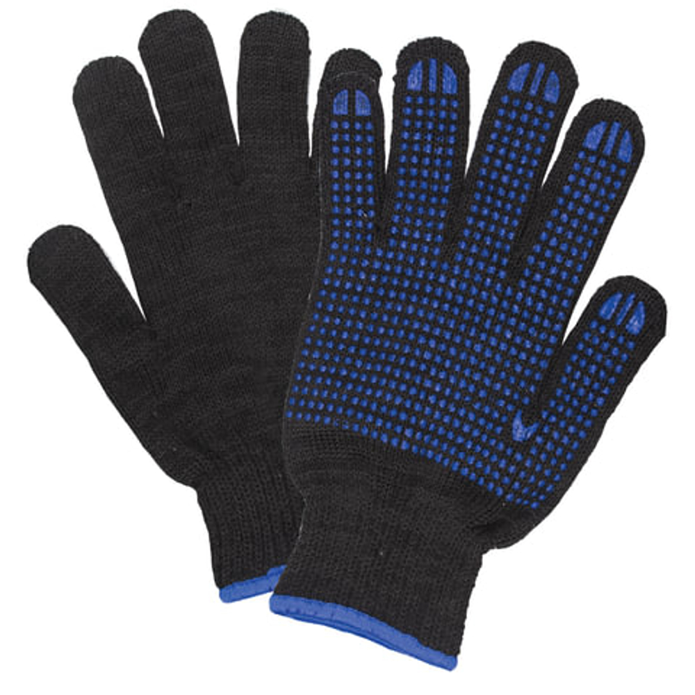 Перчатки хлопчатобумажные, 1 ПАРА, 7 класс, 70 г, 233 текс, ПВХ точка, LAIMA ПРЕМИУМ, европодвес, ЧЕРНЫЕ