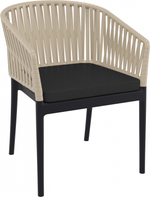 Кресло пластиковое с подушкой Siesta Contract Portofino, черный, бежевый, черный