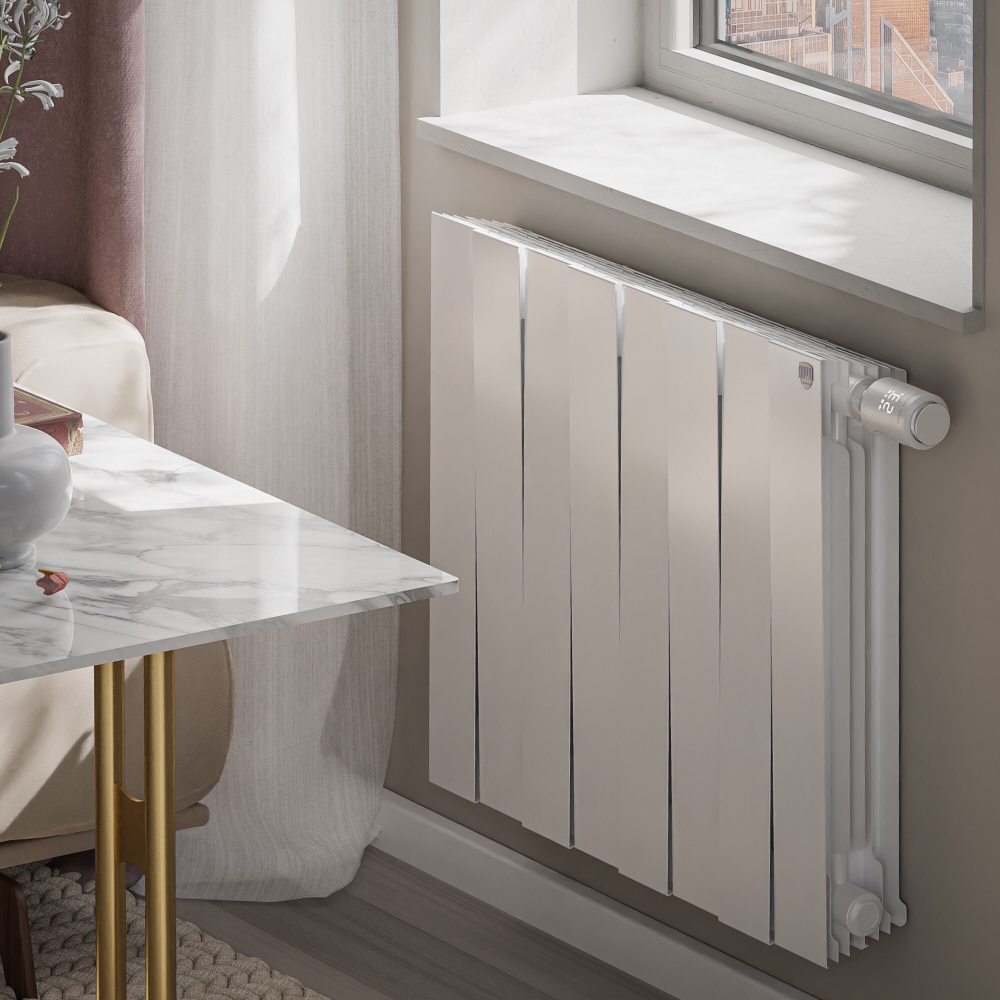 Радиатор биметаллический Royal Thermo PianoForte 500 Bianco Traffico 8 секций VDR (нижнее правое подключение)