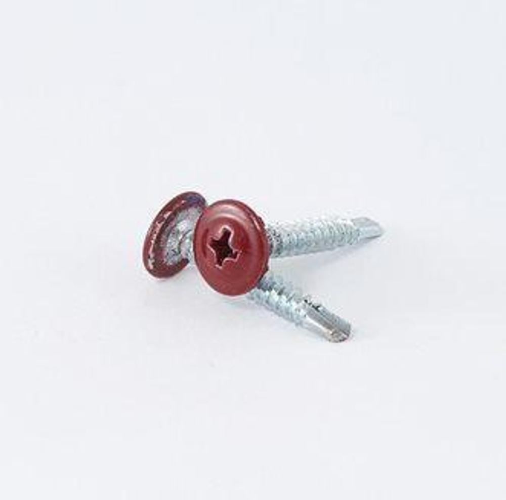 Саморез с пресс-шайбой со сверлом вишневый RAL 3005 4,2х19 (23шт)