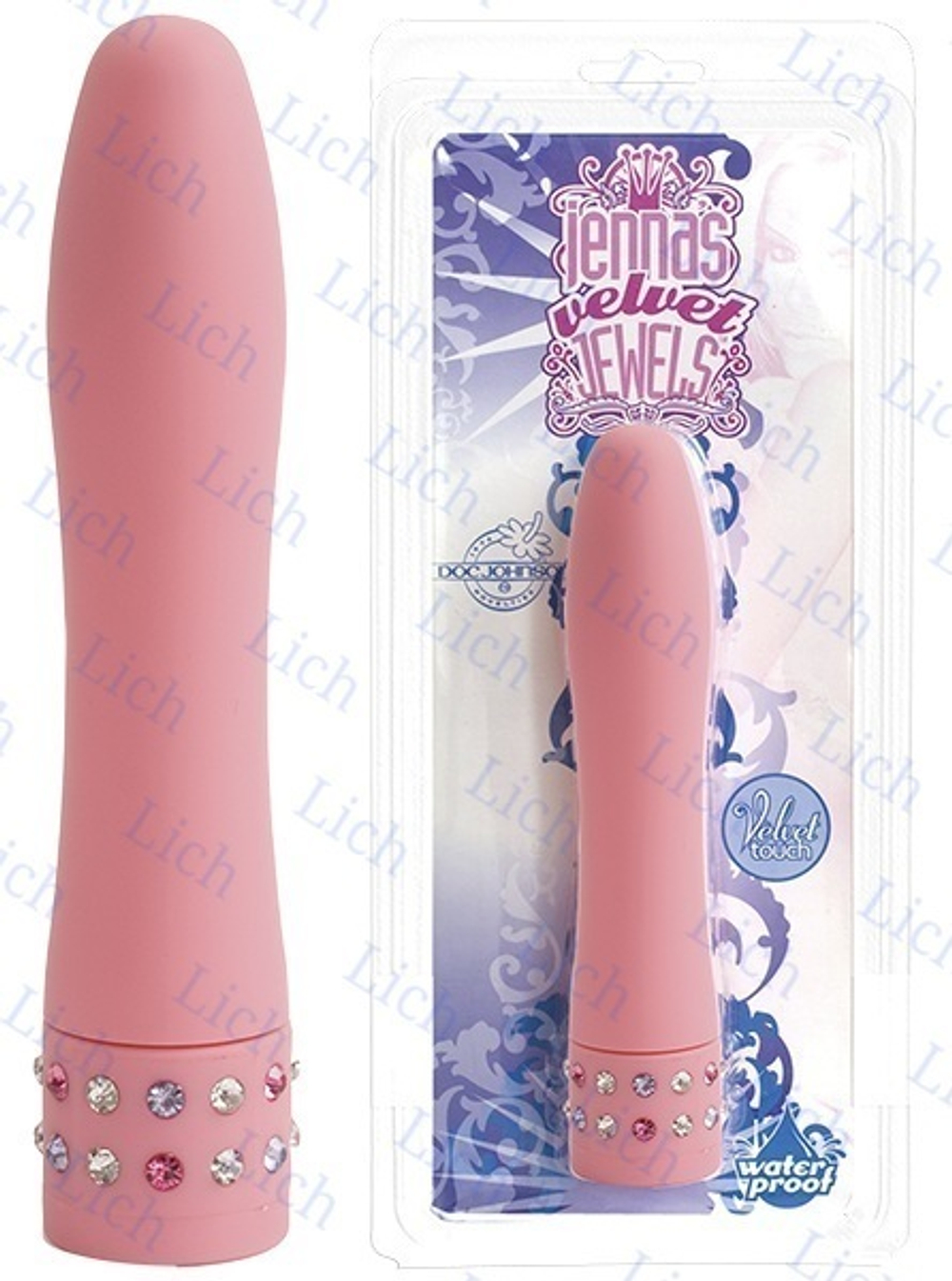 Розовый вибратор VELVET JEWEL со стразами