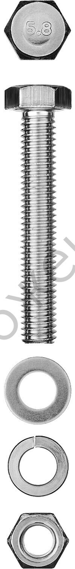 ЗУБР DIN 933 M6 x 60 мм, болт с гайкой и шайбами, 6 шт (303436-06-060)