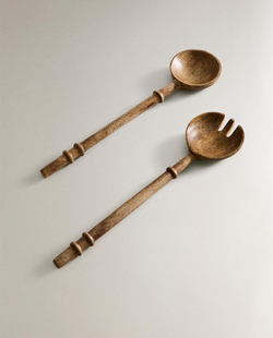 ZARA HOME СТОЛОВЫЕ ПРИБОРЫ ДЛЯ САЛАТА ИЗ ДЕРЕВА (2 ШТ.), СВЕТЛО-БЕЖЕВЫЙ