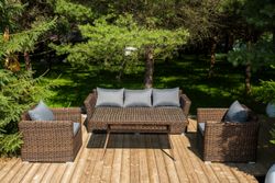 "Моккачино" обеденная группа из искусственного ротанга, цвет коричневый