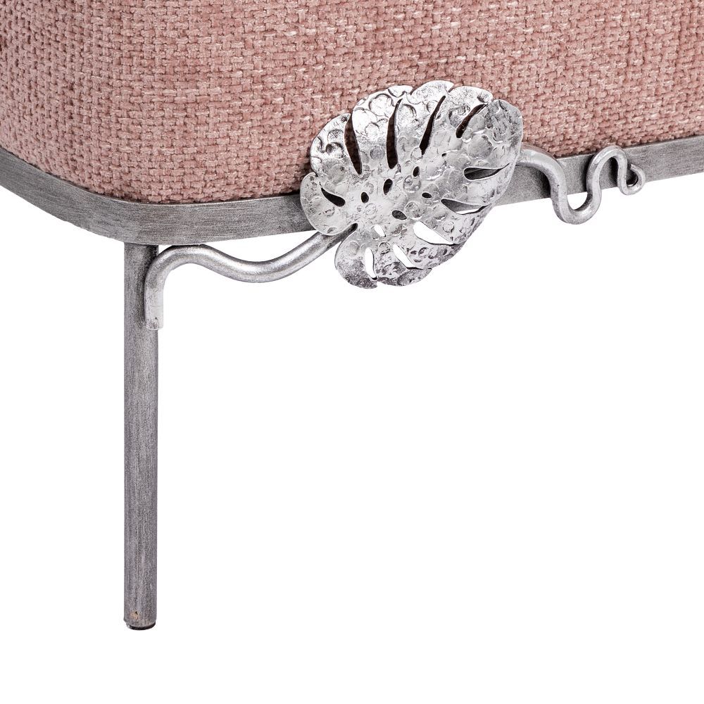 Банкетка Monstera Deliciosa (Монстера) Квадро Фламинго Античное серебро