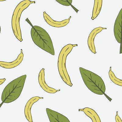 Бананы и листья на белом фоне
