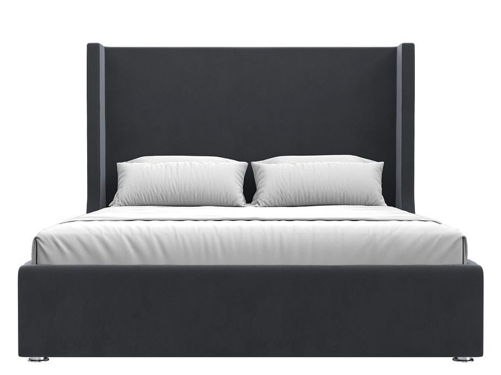 Кровать интерьерная Ларго 160, Серый, Велюр, 101321
