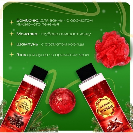 Новогодний подарочный набор косметики «Новый год у ворот» для душа и ванны, красная серия