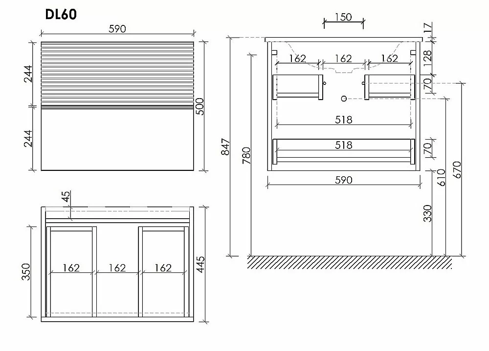 Тумба с раковиной Sancos DELTA DL60GR 60 дуб красный/графит