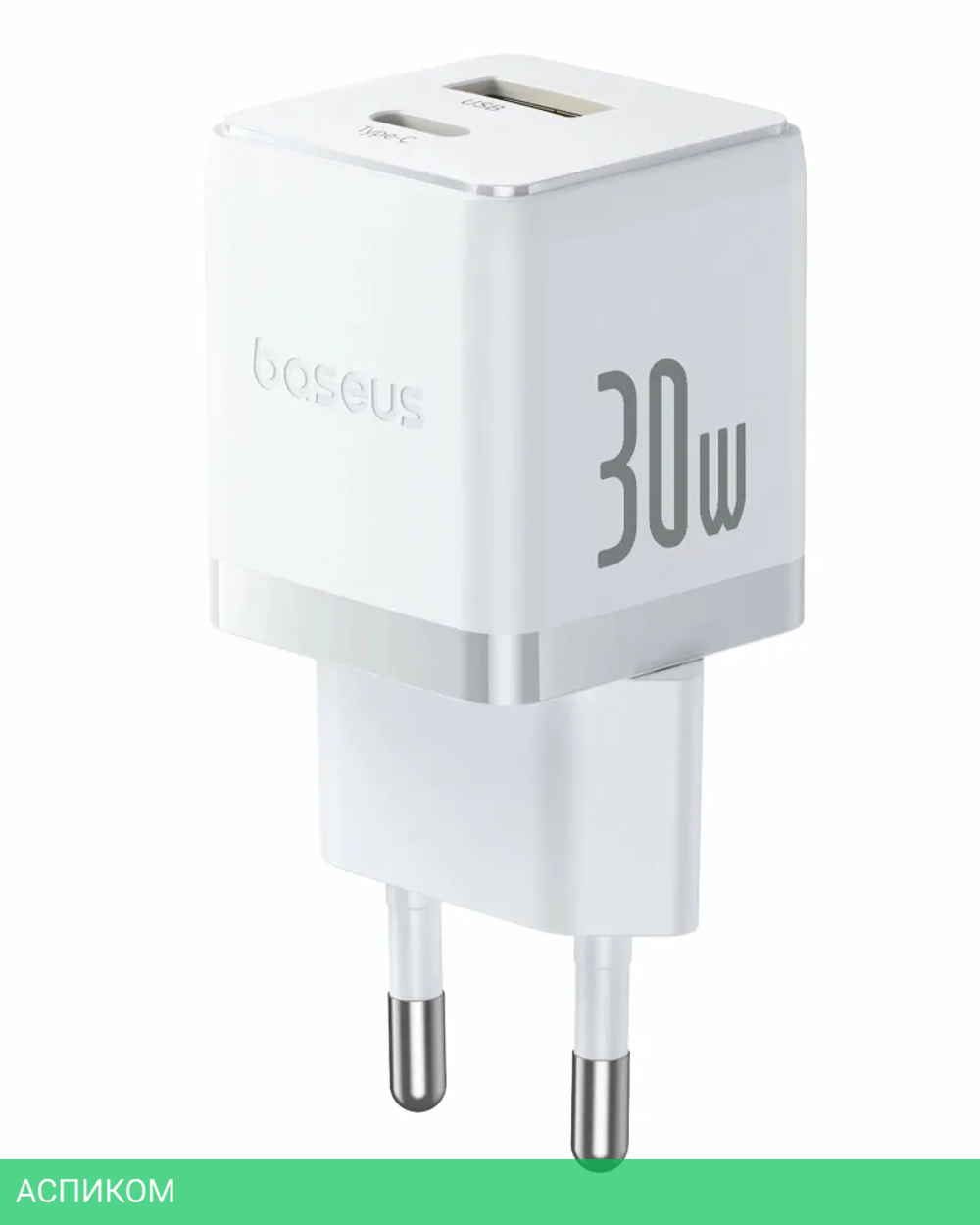 Сетевое зарядное устройство Baseus Palm C+U 30W EU Moon White (P1011160A213-00)