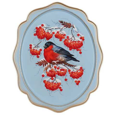 Жостовский поднос декоративный, размер 38х30 см (A15), металлический