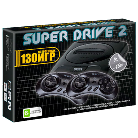 16-bit Приставка Super Drive 2 Classic (130 игр, AV кабель, 2 проводных джойстика)