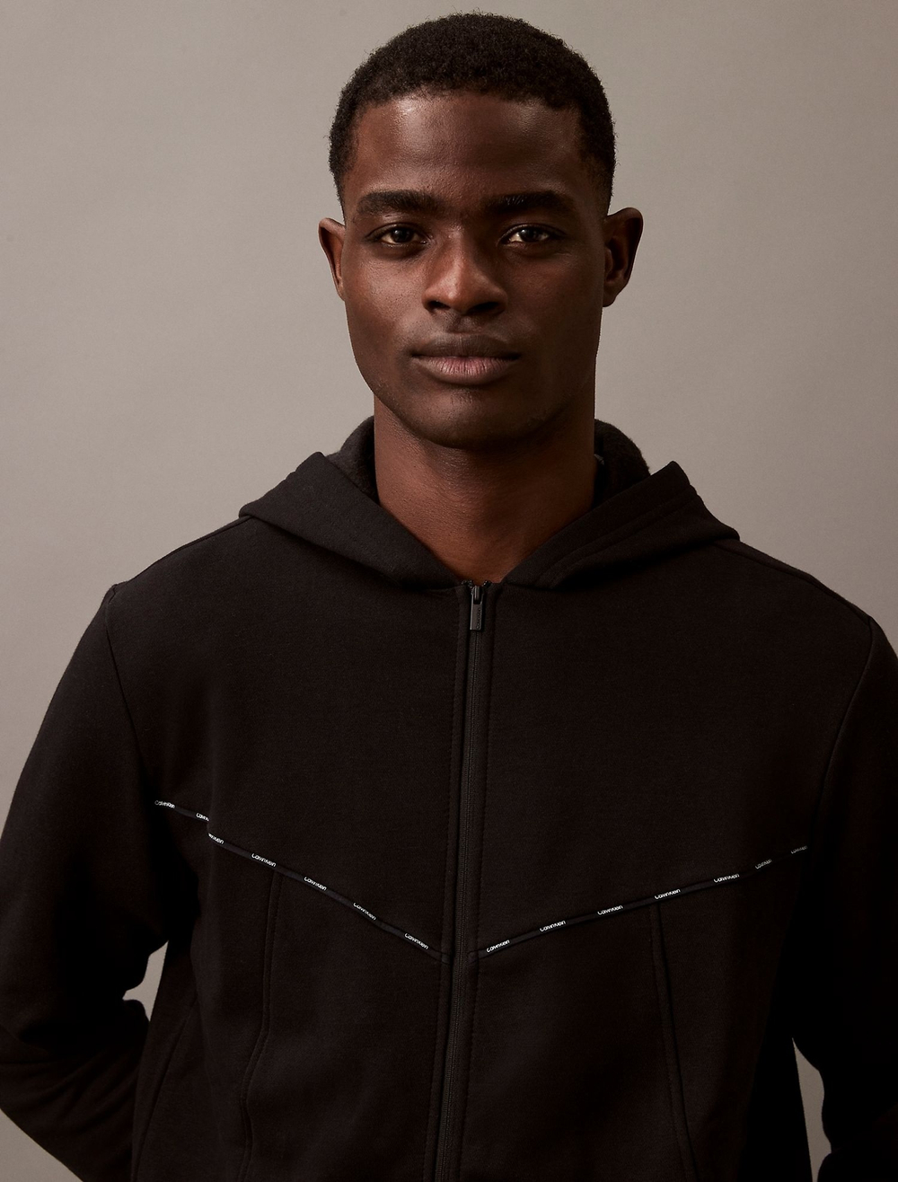 Худи на молнии Calvin Klein Fleece Logo Piping Classic Black Beauty