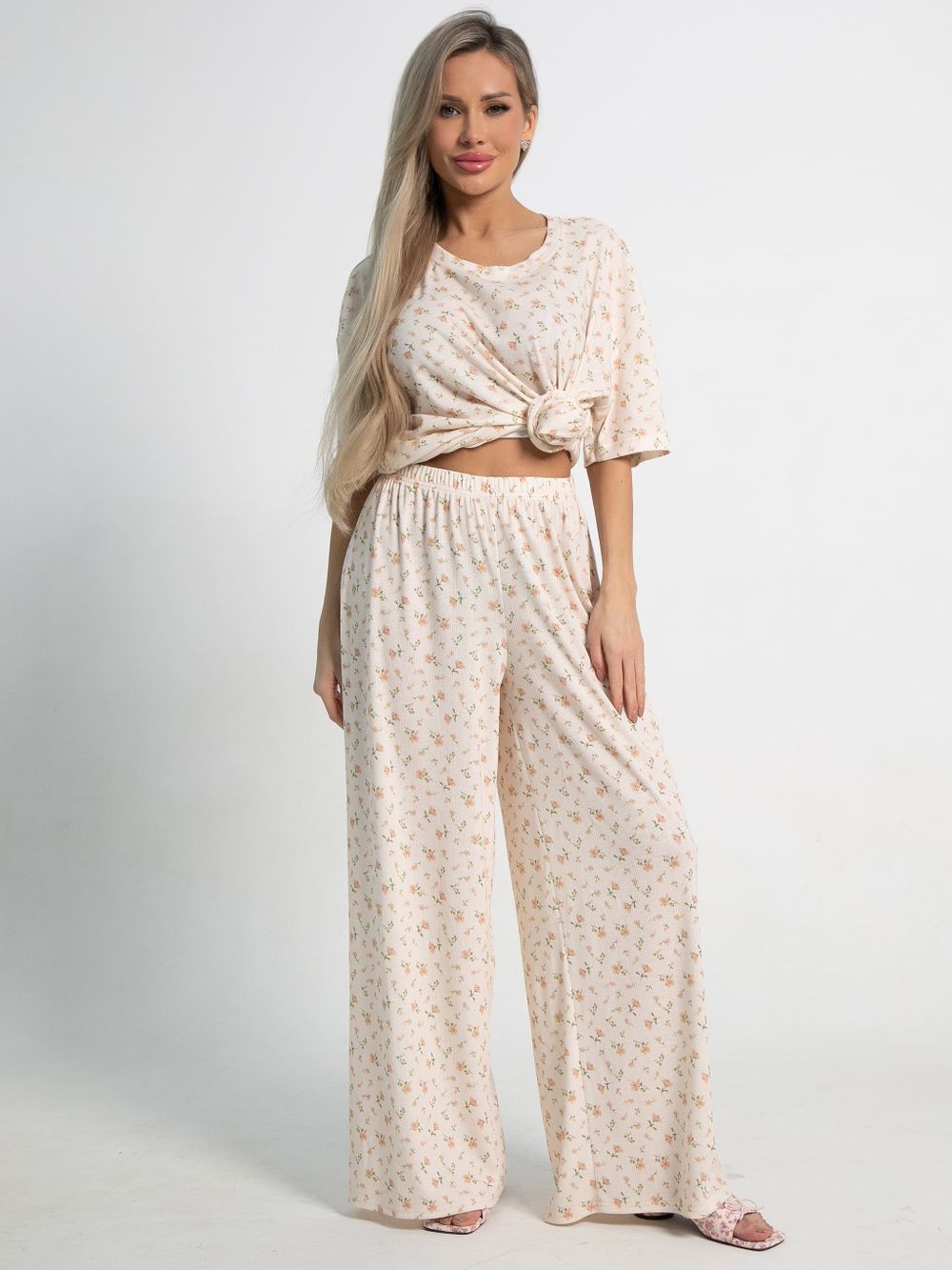 Костюм домашний с брюками Мона (бежево-розовый) К15211-1М LT Collection