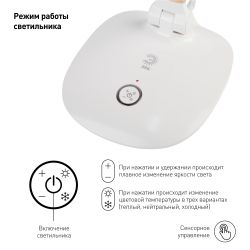 Настольный светильник ЭРА NLED-456-10W-W-G светодиодный белый с золотом | Светодиодные настольные лампы