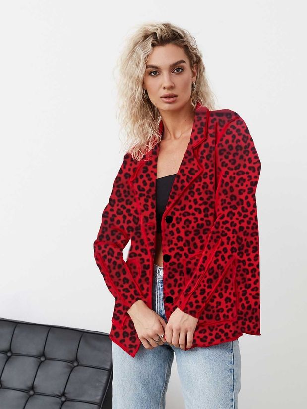 Жакет строчки принт ЛЕО, красный