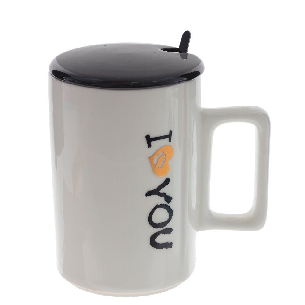 GAEM Кружка с крышкой и ложкой, 400 мл, L11 W7,5 H12 см, 4в.