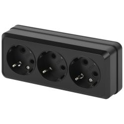 Розетка Intro Quadro 2-206-05 тройная с заземлением 3х2P+E 16А-250В IP20 ОУ антрацит | Intro Quadro