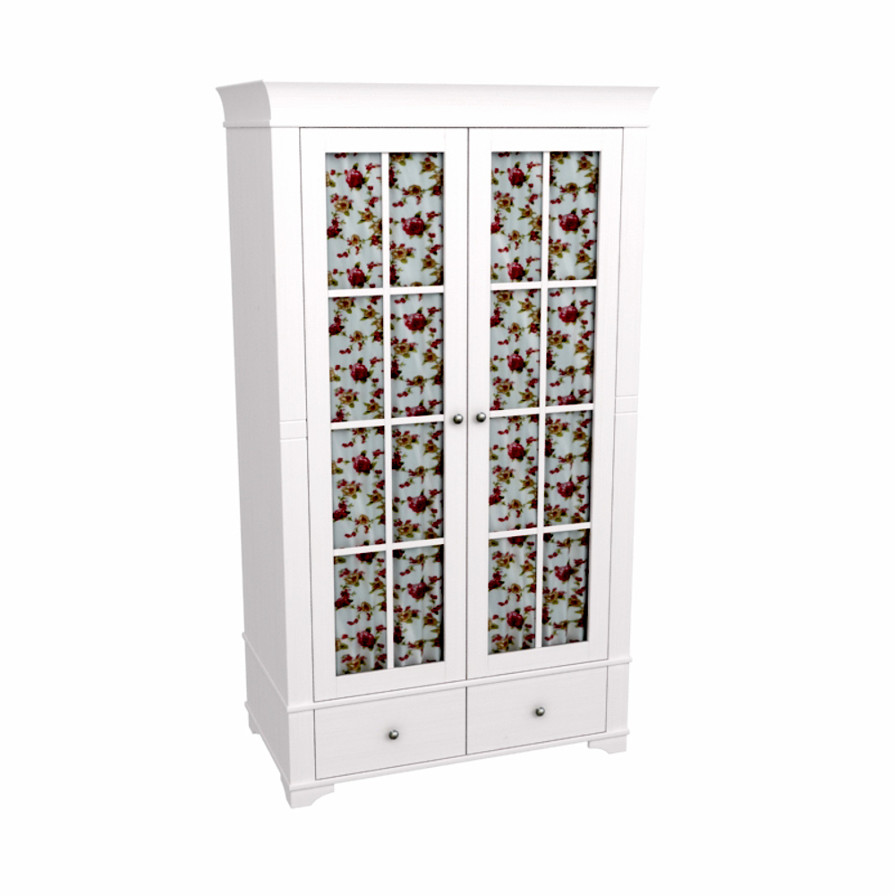 Шкаф 2х дверный со стеклянными дверями «Бейли» белый воск