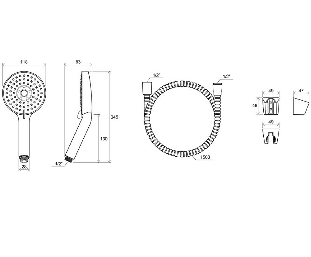 Душевой гарнитур Ravak Flat M 903.00 X07S006 Хром