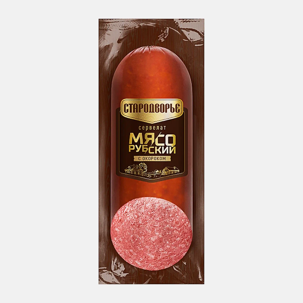 Колбаса Стародворье Сервелат Мясорубский варено-копченый 400г