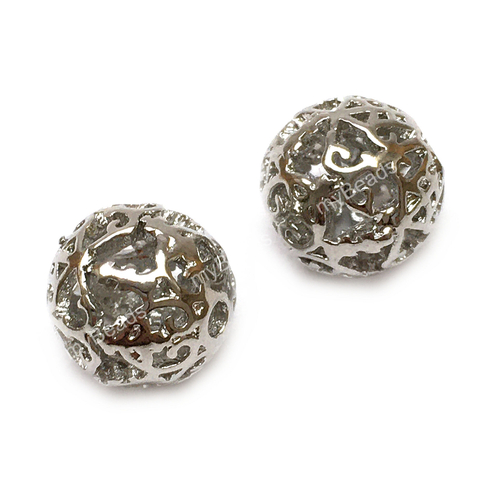 Бусины для украшений "Узор" 10 мм, родий