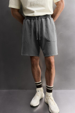 ZARA ДЖОГГЕРЫ-ШОРТЫ С ЭФФЕКТОМ ПОТЕРТОСТИ TRAINING, СЕРЫЙ/СИНИЙ