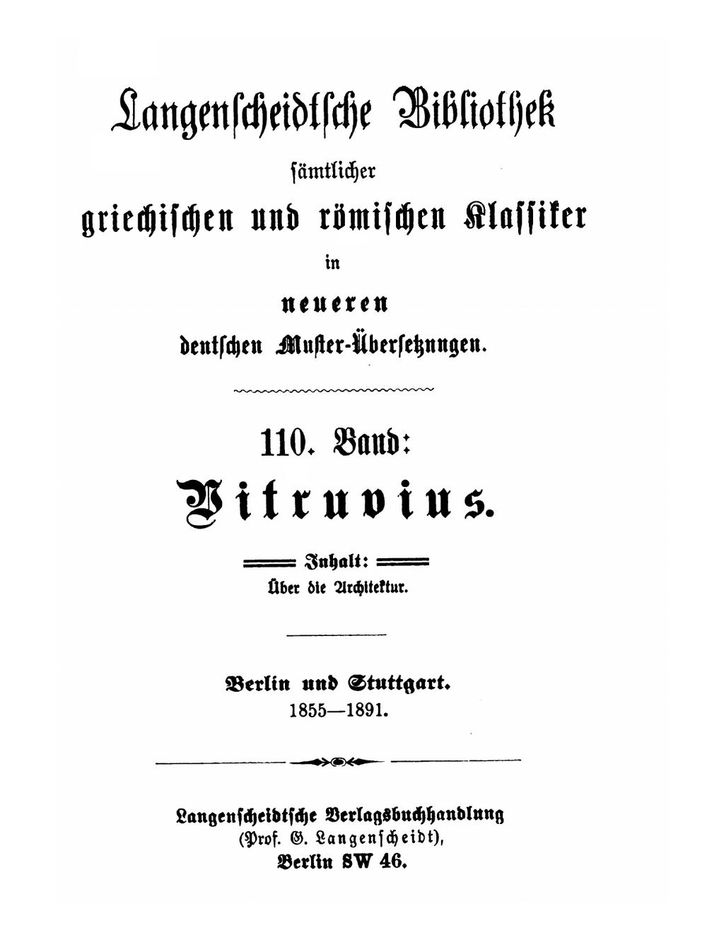 Zehn Bücher Über Architektur | Vitruvius Pollio